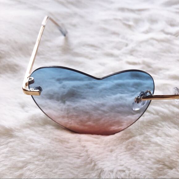 Miley Blue & Pink Gradient Heart Sunglasses - Picture 6 of 10